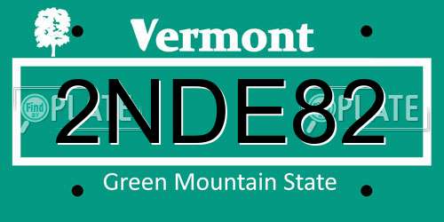 2NDE82 Vermont License Plate
