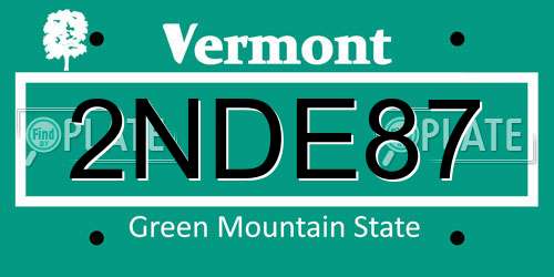 2NDE87 Vermont License Plate