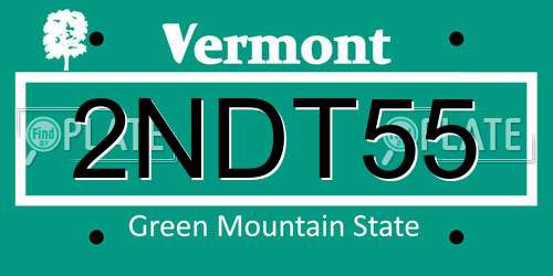 2NDT55 Vermont License Plate