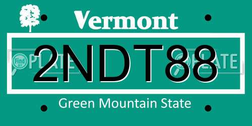 2NDT88 Vermont License Plate