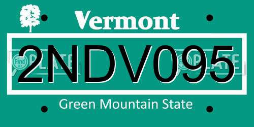 2NDV095 Vermont License Plate