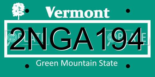 2NGA194 Vermont License Plate
