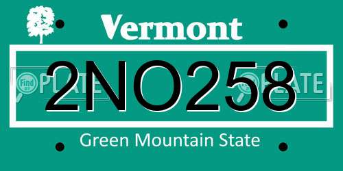 2NO258 Vermont License Plate