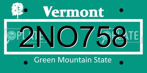 2NO758 Vermont License Plate