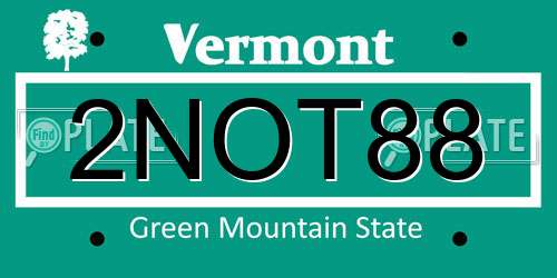 2NOT88 Vermont License Plate