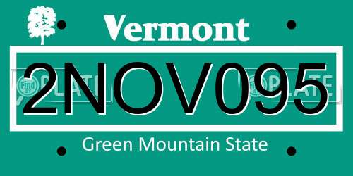 2NOV095 Vermont License Plate