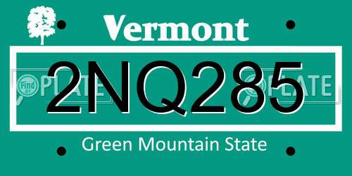 2NQ285 Vermont License Plate
