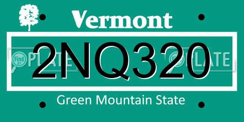 2NQ320 Vermont License Plate