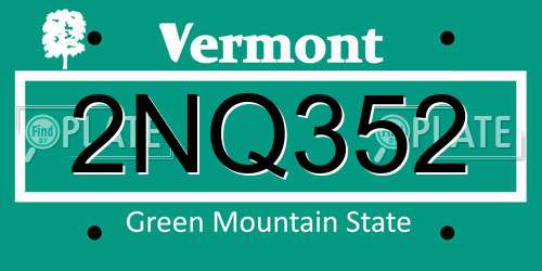 2NQ352 Vermont License Plate