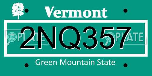 2NQ357 Vermont License Plate