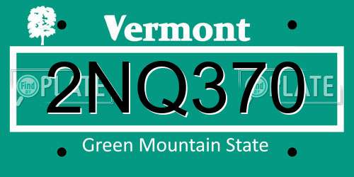 2NQ370 Vermont License Plate