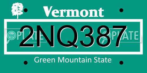 2NQ387 Vermont License Plate