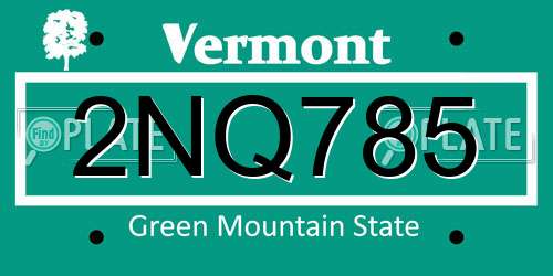 2NQ785 Vermont License Plate
