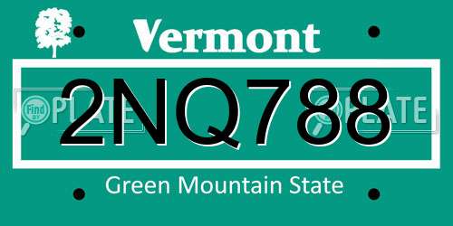 2NQ788 Vermont License Plate