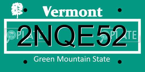 2NQE52 Vermont License Plate