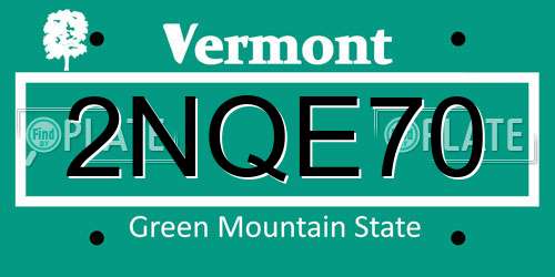2NQE70 Vermont License Plate