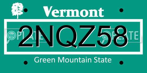 2NQZ58 Vermont License Plate