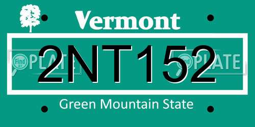 2NT152 Vermont License Plate