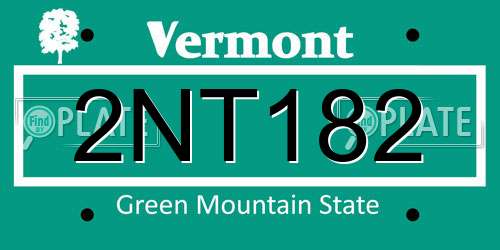 2NT182 Vermont License Plate