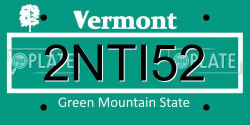 2NTI52 Vermont License Plate