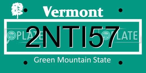 2NTI57 Vermont License Plate