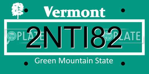 2NTI82 Vermont License Plate