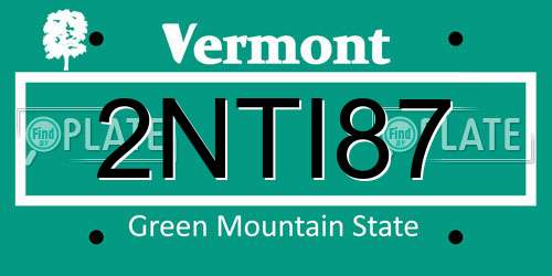 2NTI87 Vermont License Plate