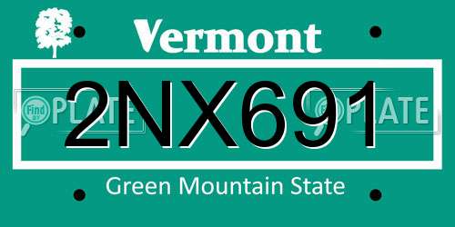 2NX691 Vermont License Plate