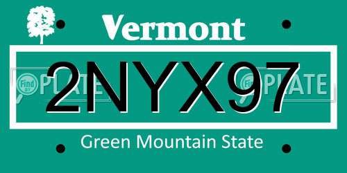 2NYX97 Vermont License Plate