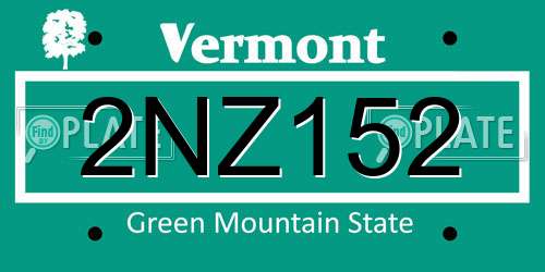 2NZ152 Vermont License Plate