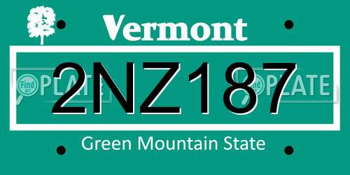 2NZ187 Vermont License Plate