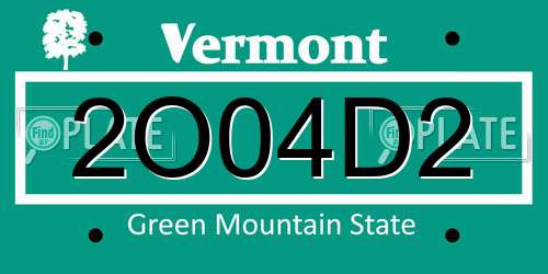 2O04D2 Vermont License Plate