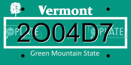 2O04D7 Vermont License Plate