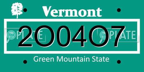 2O04O7 Vermont License Plate