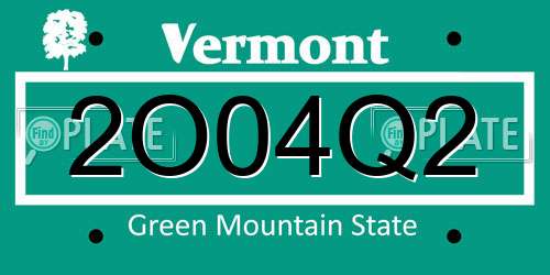 2O04Q2 Vermont License Plate