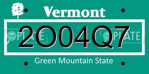 2O04Q7 Vermont License Plate