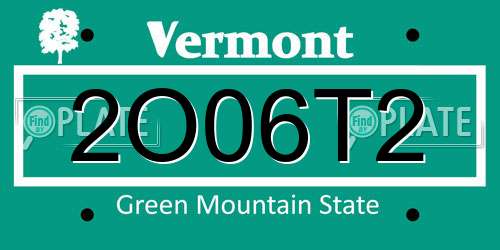 2O06T2 Vermont License Plate