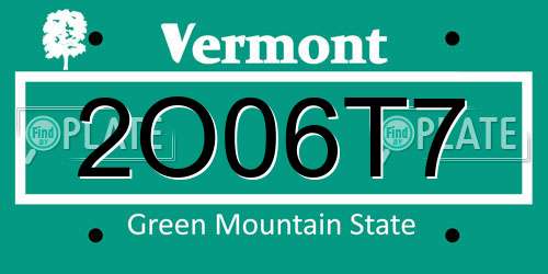 2O06T7 Vermont License Plate