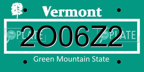 2O06Z2 Vermont License Plate