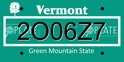 2O06Z7 Vermont License Plate
