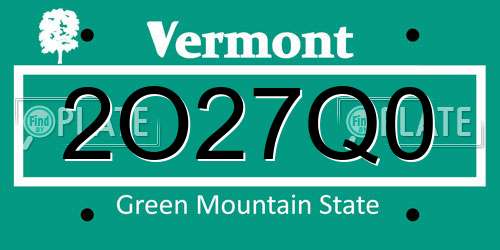 2O27Q0 Vermont License Plate