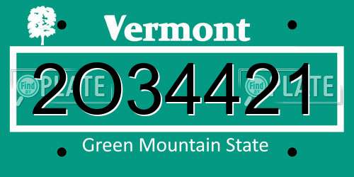 2O34421 Vermont License Plate