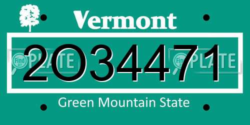 2O34471 Vermont License Plate