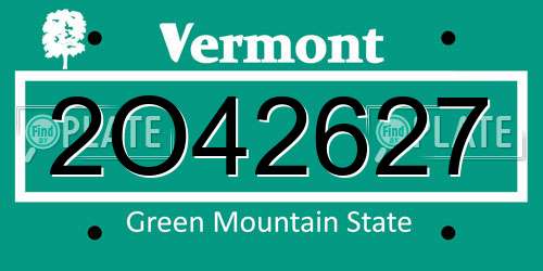 2O42627 Vermont License Plate