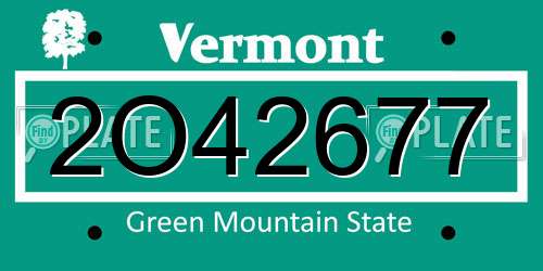 2O42677 Vermont License Plate