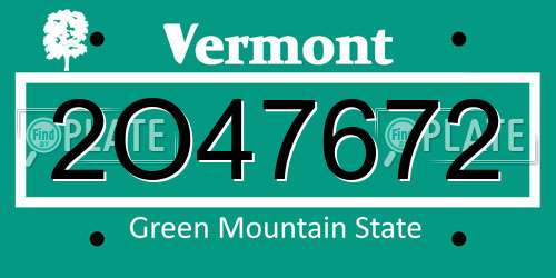 2O47672 Vermont License Plate