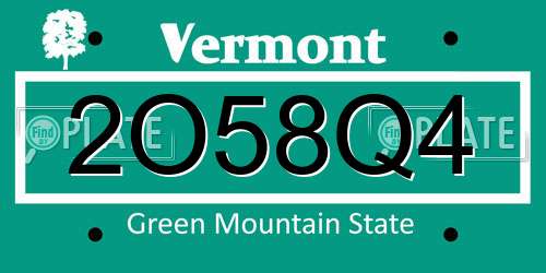 2O58Q4 Vermont License Plate