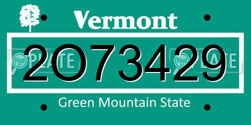 2O73429 Vermont License Plate