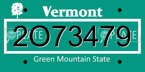 2O73479 Vermont License Plate