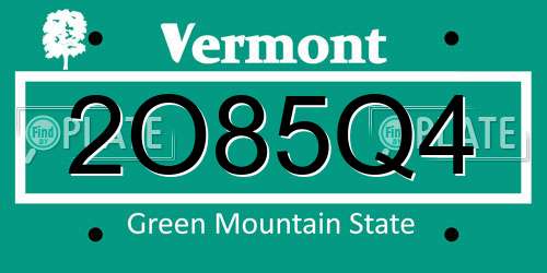 2O85Q4 Vermont License Plate